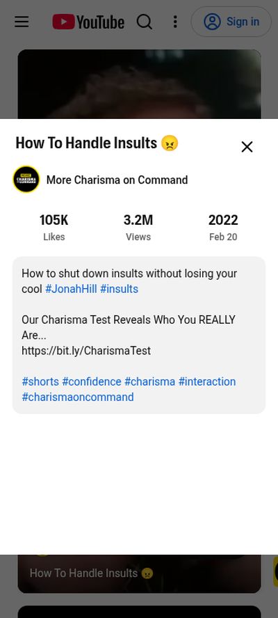 Short description with the charisma test link