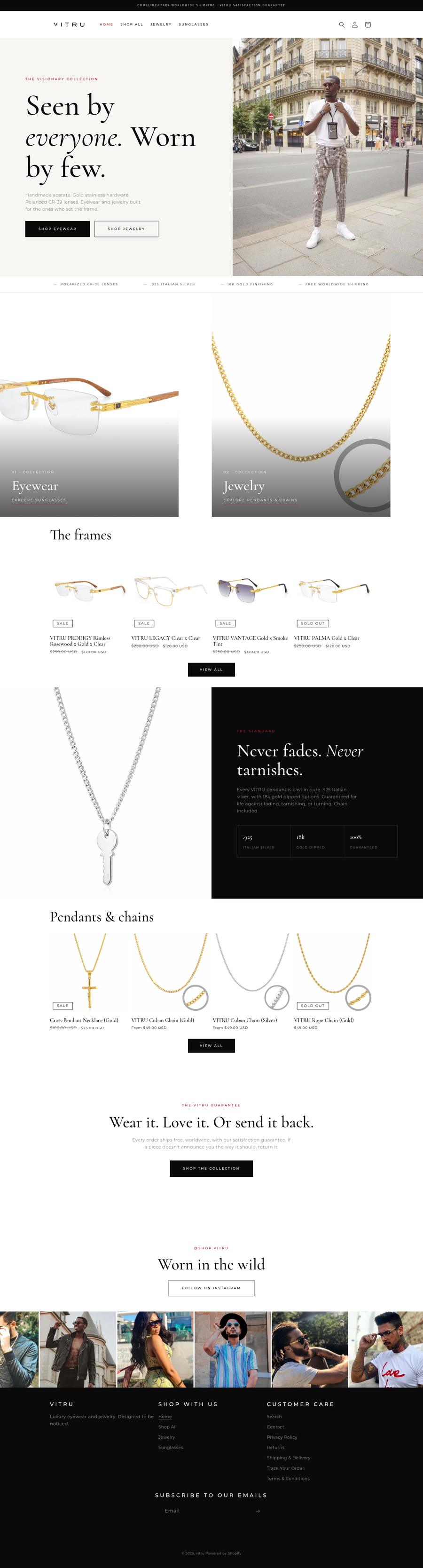 VITRU store home page, desktop
